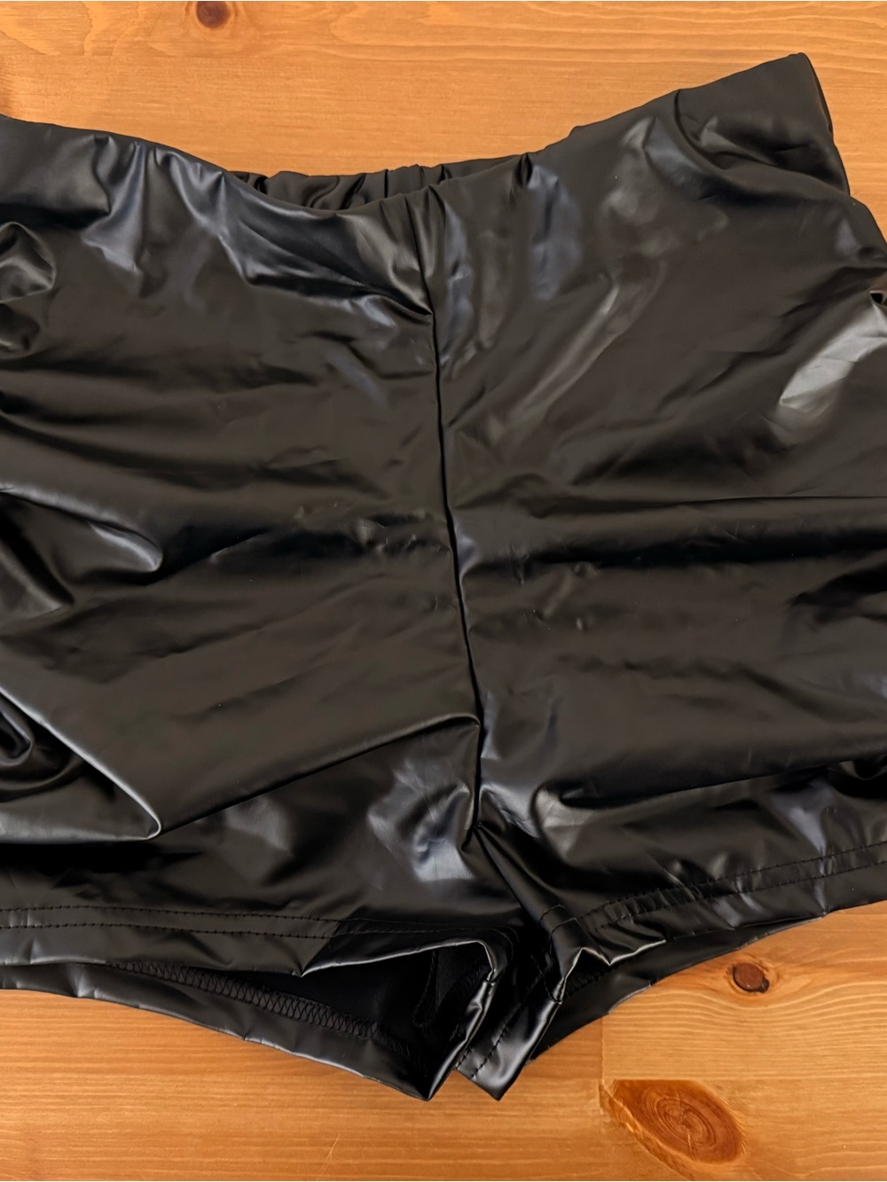 SHEIN Black Faux Leather Bike Shorts